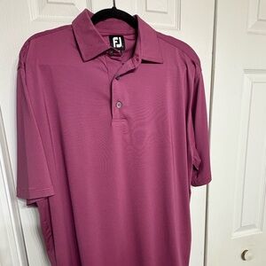 Footjoy men’s golf shirt, large, maroon in color
